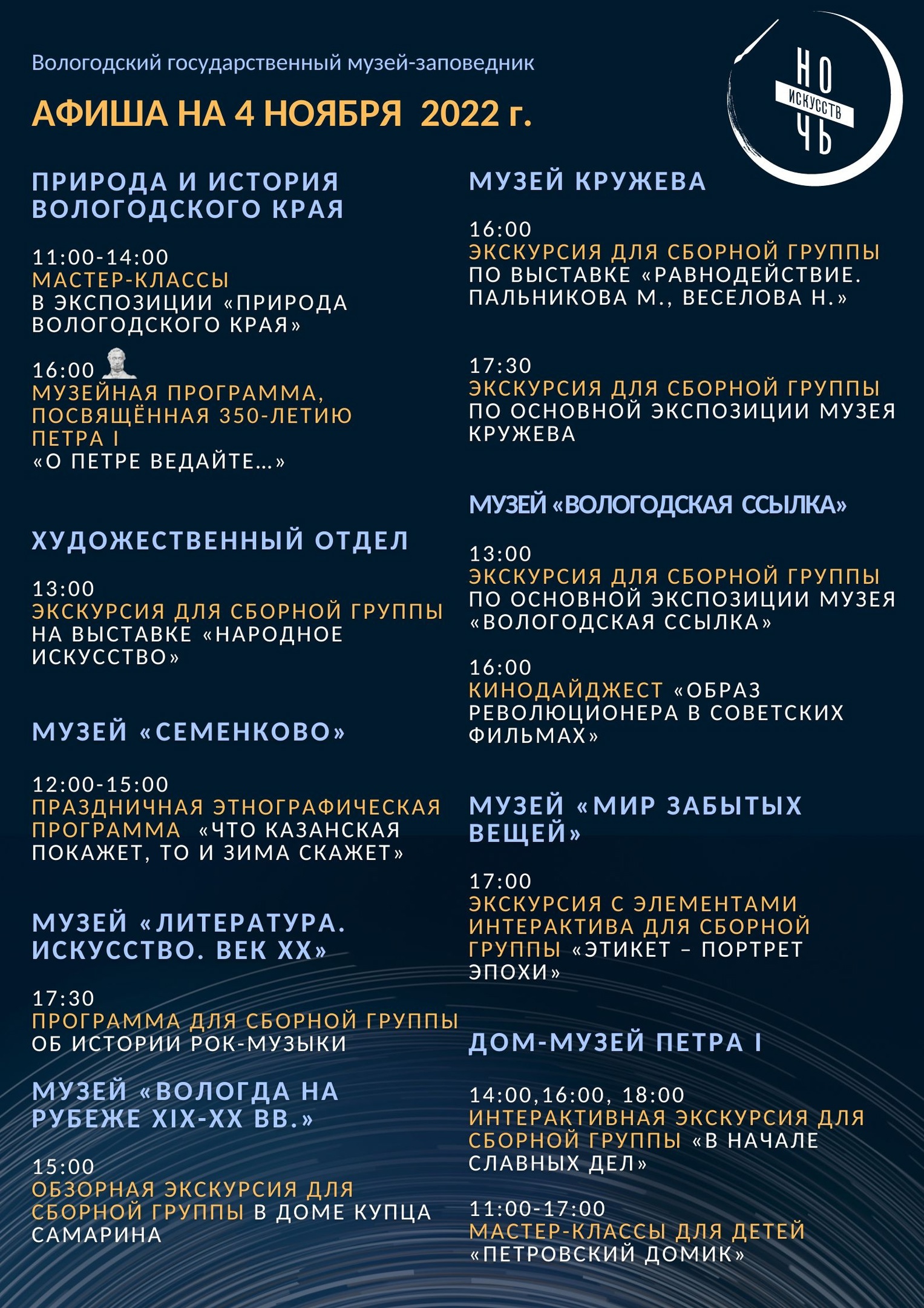 Акция «Ночь искусств» пройдет в Вологде 4 ноября